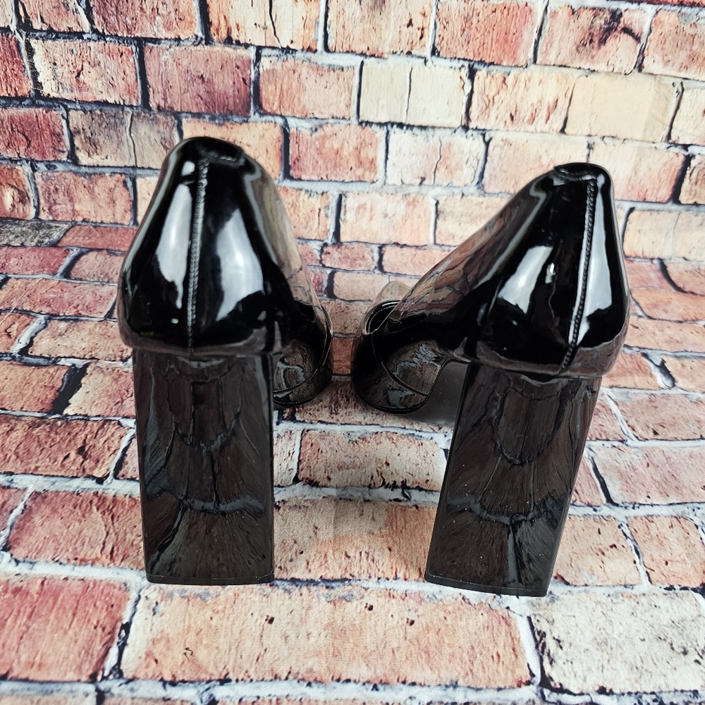 Steve Madden Black Patent Block Heel Pumps - Picture 9 of 12